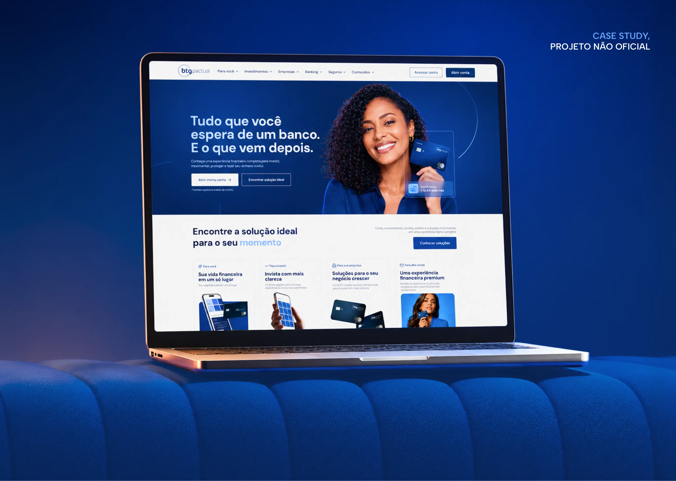Mockup principal do projeto Banco BTG