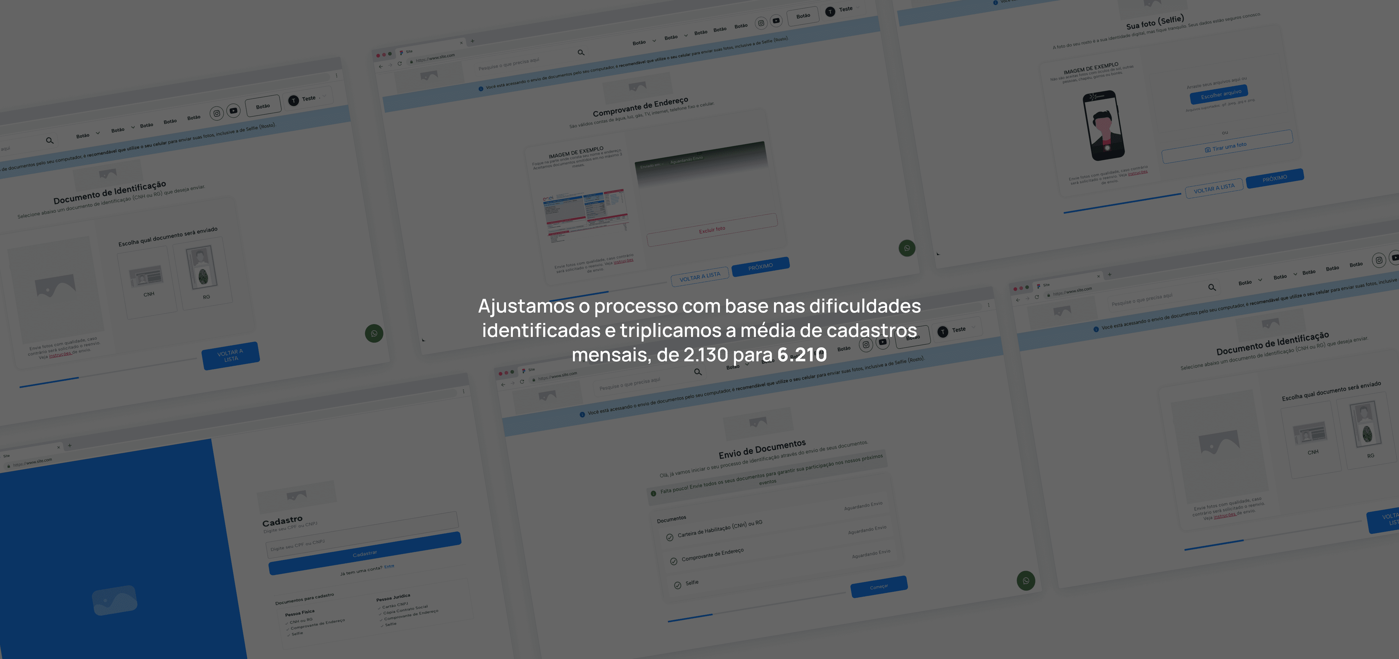 Interface de validação de documentos no cadastro