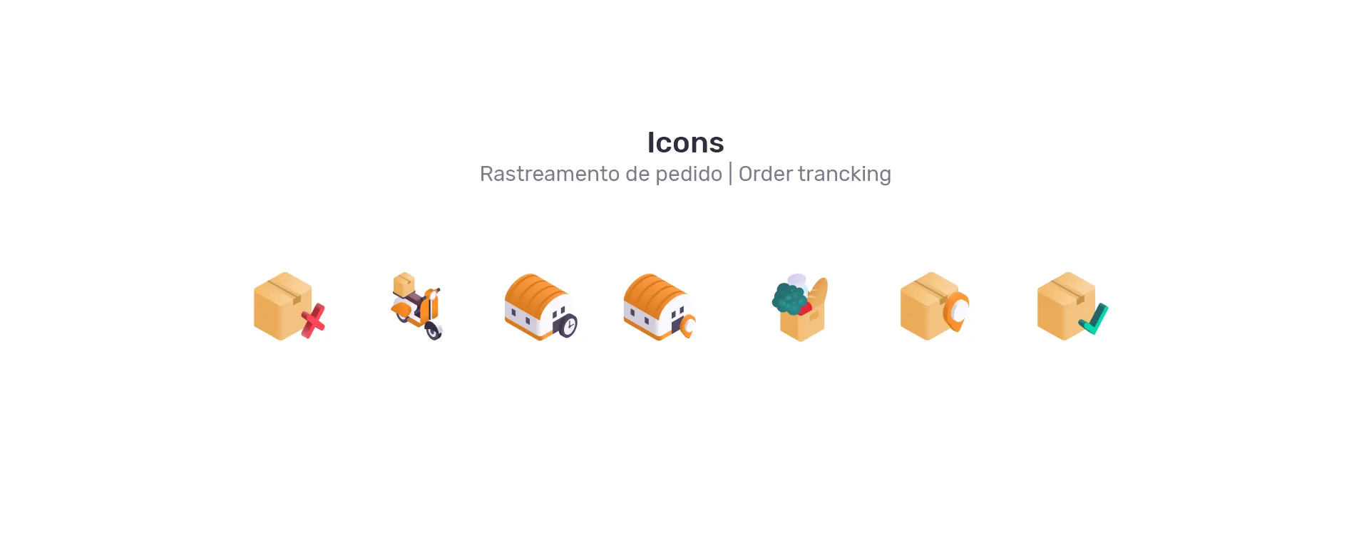 Ícones 3D para rastreamento do pedido